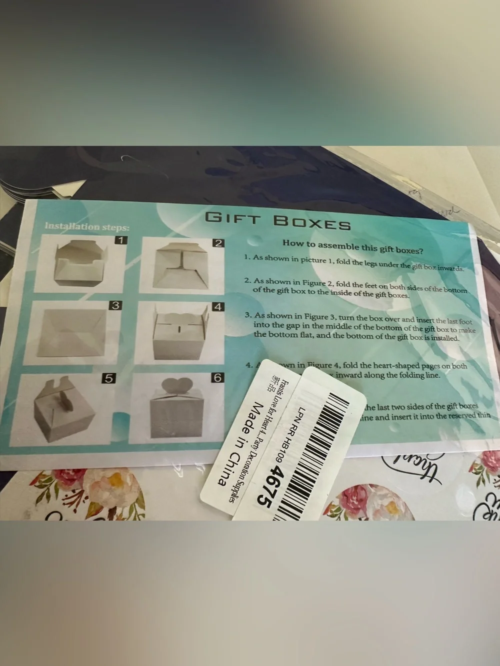 Blue Gift boxes (20) with Heart top for party/ Instruction Sheet brand new